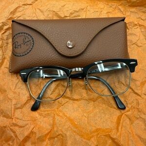 Ray-Ban Black and Silver Glasses with Brown Case